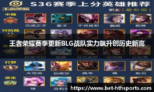 王者荣耀赛季更新BLG战队实力飙升创历史新高